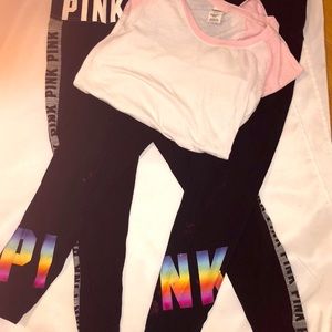 Victoria secret Pink 2 leggings 1 shirt